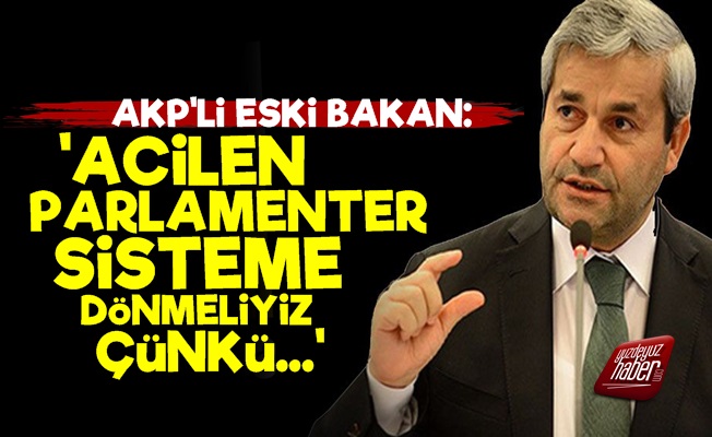 AKP'li Eski Bakan: Acilen Parlamenter Sisteme Dönmeliyiz