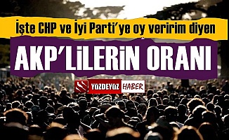 Seçimde CHP ya da İyi Parti'ye Oy Veririm Diyen AKP'lilerin Oranı Belli Oldu